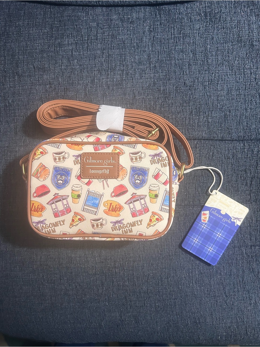 Gilmore Girls -Beige Patterned Crossbody Bag - Picture 1 of 5